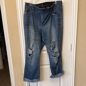 Lane Bryant Classic Blue Ripped Straight Jeans